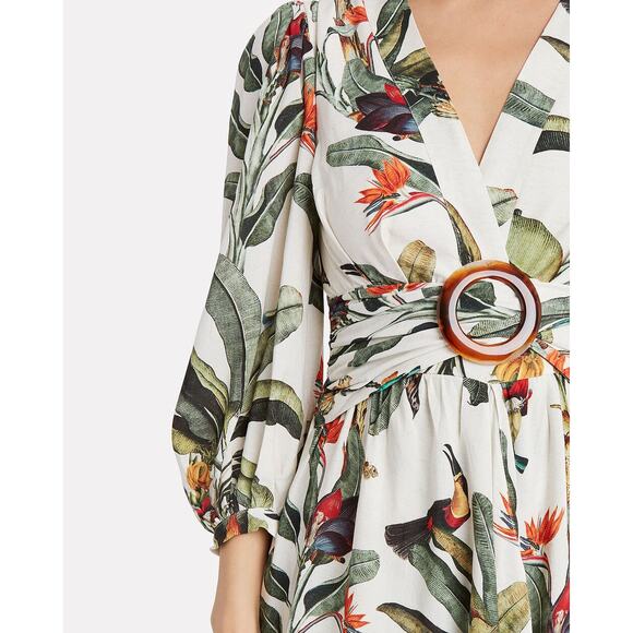 PatBo NWT Tropical Print Off White Floral Hi Low Romper Jumpsuit - Picture 3 of 4